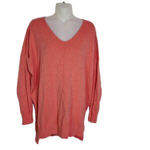 Plush Boutique Womens Tunic Sweater Size S/M Salmond V Neck Oversized Hi Low